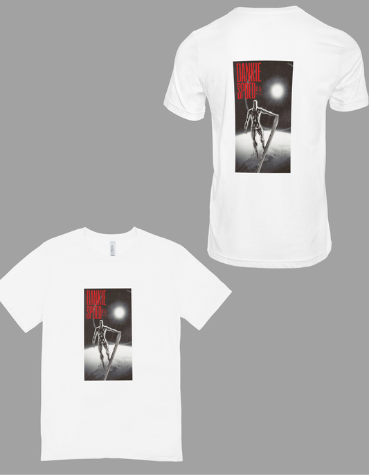 Obviously a white t-shirt. It also has a logo.